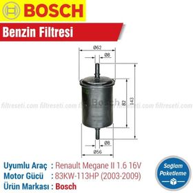 Bosch Renault Megane 2 1.6 16V 2003-2009 Benzin Filtresi