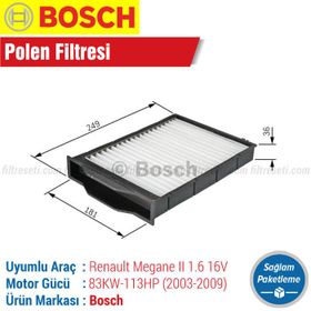 Bosch Renault Megane 2 1.6 16V 2003 2009 Filtre Bakım Seti