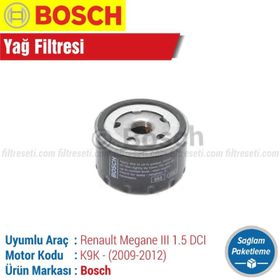 Bosch Renault Megane 3 1.5 DCI 2009 2012 Filtre Bakım Seti