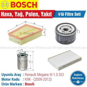 Bosch Renault Megane 3 1.5 DCI 2009 2012 Filtre Bakım Seti