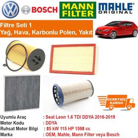 Bosch Seat Leon 1.6 TDI 2013 2017 Filtre Bakım Seti