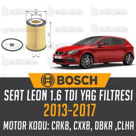 Bosch Seat Leon 1.6 TDI 2013-2017 Yağ Filtresi