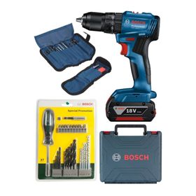 Bosch Tek Akülü Kömürsüz Darbeli Matkap Vidalama Şarjlı Matkap + 50 Parça Matkap Ucu Vidalama Ucu