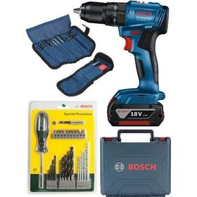 Bosch Tek Akülü Kömürsüz Darbeli Matkap Vidalama Şarjlı Matkap + 50 Parça Matkap Ucu Vidalama Ucu
