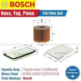 Bosch Toyota Auris 1.6 2010 2016 Filtre Bakım Seti