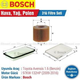 Bosch Toyota Avensis 1.6 2009 2016 Filtre Bakım Seti