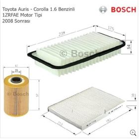 Bosch Toyota Verso 1.6 2009 2016 Filtre Bakım Seti