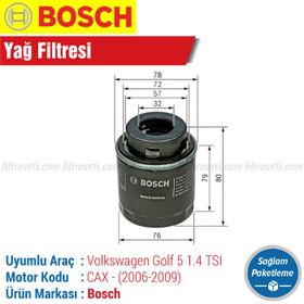 Bosch Volkswagen Golf 5 1.4 TSI 2006 2009 CAX Filtre Bakım Seti