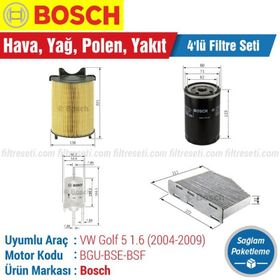 Bosch Volkswagen Golf 5 1.6 2004 2009 Filtre Bakım Seti