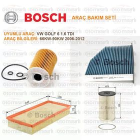 Bosch Volkswagen Golf 6 1.6 TDI 2008 2012 Filtre Bakım Seti