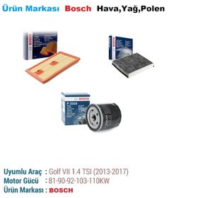 Bosch Volkswagen Golf 7 1.2 ve 1.4 TSI 2013 2017 Filtre Bakım Seti
