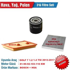 Bosch Volkswagen Golf 7 1.2 ve 1.4 TSI 2013 2017 Filtre Bakım Seti