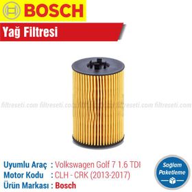 Bosch Volkswagen Golf 7 1.6 TDI 2013 2016 Filtre Bakım Seti