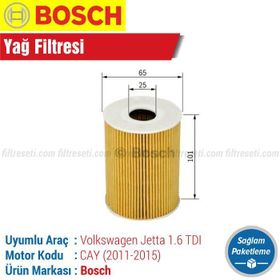 Bosch Volkswagen Jetta 1.6 TDI 2011 2015 Filtre Bakım Seti