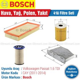 Bosch Volkswagen Passat 1.6 TDI 2011 2014 Filtre Bakım Seti