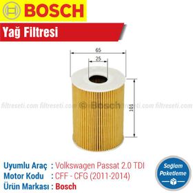 Bosch Volkswagen Passat 2.0 TDI 2011 2014 Filtre Bakım Seti