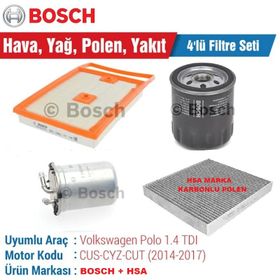 Bosch Volkswagen Polo 1.4 TDI 2014 2017 Filtre Bakım Seti