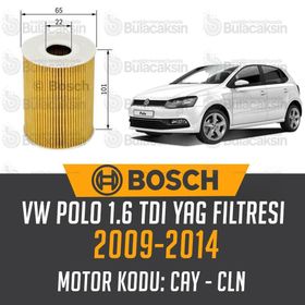 Bosch Volkswagen Polo 1.6 TDI 2009-2014 Yağ Filtresi