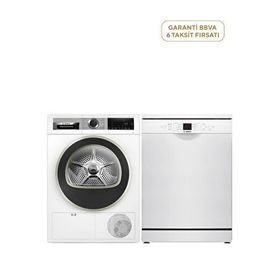 Bosch WQG25100TR Kurutma Makinesi SMS26DW00T Bulaşık Makinesi 2'li Beyaz Eşya Paketi