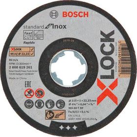 Bosch X - Lock - 115 x 1.0 mm Rapido Standard Seri Düz Inox Paslanmaz Çelik Kesme Diski