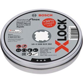 Bosch X-LOCK 125x1.0 mm Rapido 10'lu Standard Seri Düz Inox Kesme Diski