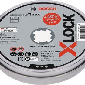 Bosch X-LOCK 125x1.6 mm 10'lu Taş Standard Seri Düz Inox Paslanmaz Çelik Kesme Diski