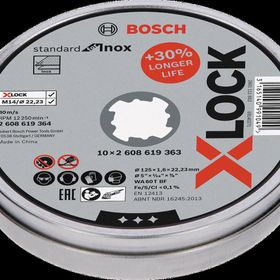 Bosch X-LOCK 125x1.6 mm 10'lu Taş Standard Seri Düz Inox Paslanmaz Çelik Kesme Diski