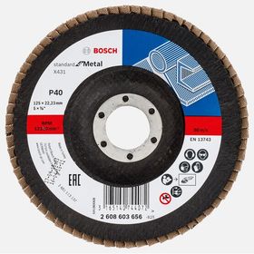 Bosch X431 125 mm 40 Kum Standard Seri Metal için Alüminyum Oksit Flap Zımpara Diski