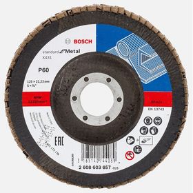 Bosch X431 125 mm 60 Kum Standard Seri Metal için Alüminyum Oksit Flap Zımpara Diski