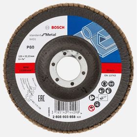 Bosch X431 125 mm 80 Kum Standard Seri Metal için Alüminyum Oksit Flap Zımpara Diski