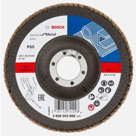 Bosch X431 125 mm 80 Kum Standard Seri Metal için Alüminyum Oksit Flap Zımpara Diski
