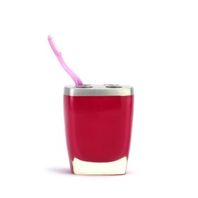Bosphorus 11x8 cm Gri Pembe Poliresin Diş Fırçalık