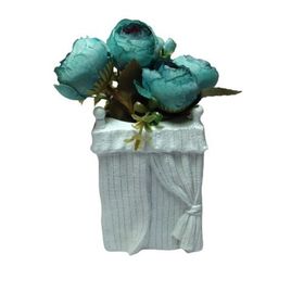 Bosphorus 20 cm Mini Vazolu Mavi Gül Yapay Çiçek