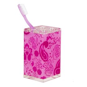 Bosphorus 70317D2 Pembe Çiçekli Kumaş Desenli Diş Fırçalık