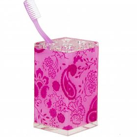 Bosphorus 70317D2 Pembe Çiçekli Kumaş Desenli Diş Fırçalık