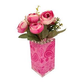 Bosphorus 70317D2 Pembe Çiçekli Kumaş Desenli Diş Fırçalık