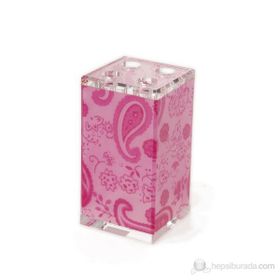 Bosphorus 70317D2 Pembe Çiçekli Kumaş Desenli Diş Fırçalık