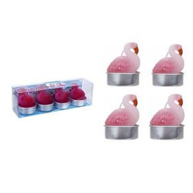 Bosphorus Açık Pembe Flamingo Şekilli Dekoratif 4'lü Mum Seti