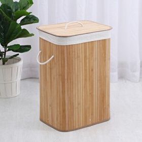 Bosphorus Bambu El Yapımı Natural Kapaklı Çamaşır Sepeti