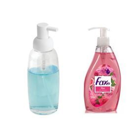 Bosphorus Beyaz Cam Sıvı Sabunluk ve 400 ml Gül Kokulu Sıvı Sabun