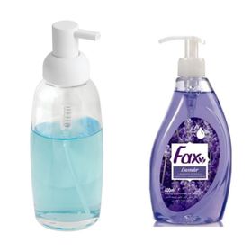 Bosphorus Beyaz Cam Sıvı Sabunluk ve 400 ml Lavanta Kokulu Sıvı Sabun