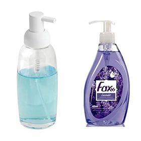 Bosphorus Beyaz Cam Sıvı Sabunluk ve 400 ml Lavanta Kokulu Sıvı Sabun