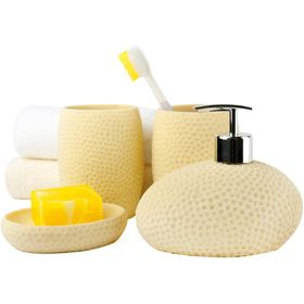 Bosphorus DT0082S-4 4'lü Sarı Petek Desenli Banyo Aksesuarı