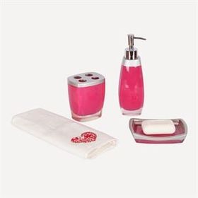 Bosphorus Gri-Pembe 3'lü Banyo Seti