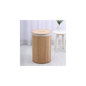 Bosphorus Homi BA1315N Bambu Kapaklı El Yapımı Ahşap 35x35x60 cm Çamaşır Sepeti