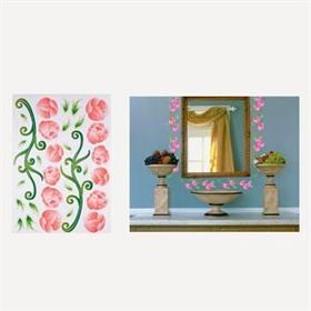 Bosphorus Pembe Çiçekli Şeffaf Filmli Duvar Sticker