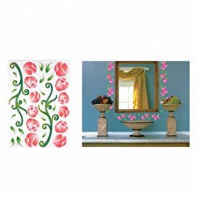 Bosphorus Pembe Çiçekli Şeffaf Filmli Duvar Sticker