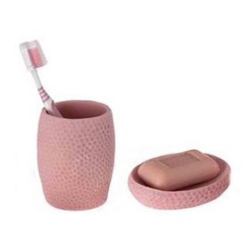 Bosphorus Pembe Petek Model Poliresin 2'li Banyo Seti