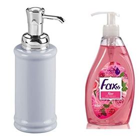 Bosphorus Porselen Gri Sıvı Sabunluk ve 400 ml Gül Kokulu Sıvı Sabun
