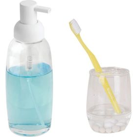 Bosphorus Şeffaf Beyaz Sıvı Sabunluk ve Diş Fırçalık Boncuklu 2'li Banyo Seti
